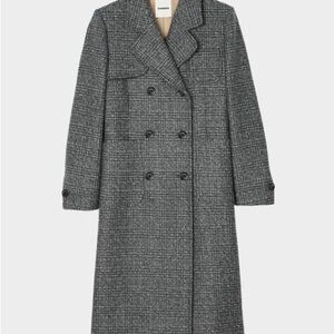 Sandro Stephane Charcoal Double-Breasted Wool Coat